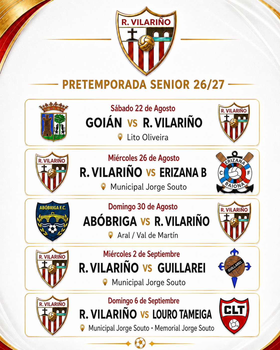 Amistosos de pretemporada Senior e Feminino